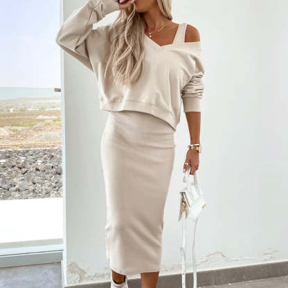 🌸HOT SALE 49% OFF🌸Women's two-piece set with sleeveless dress and loose V-neck sweater