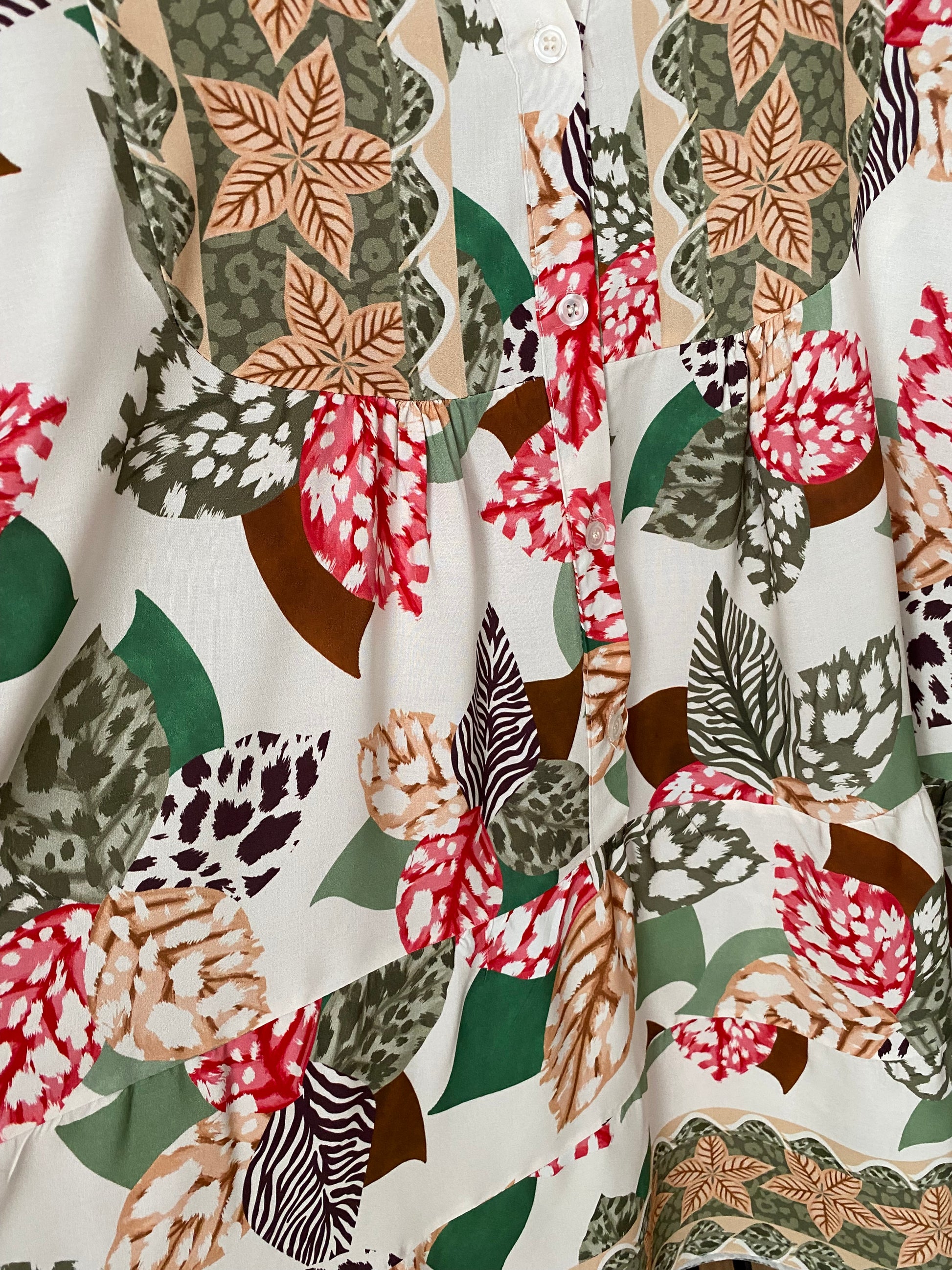 KIRA BOHO OVERSIZED FLORAL ABSTRACT TUNIC DRESS-GREEN