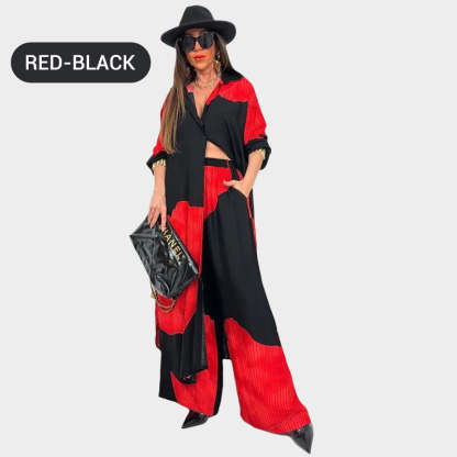 Full Button Down Long Shirt & Drawstring Pants Set