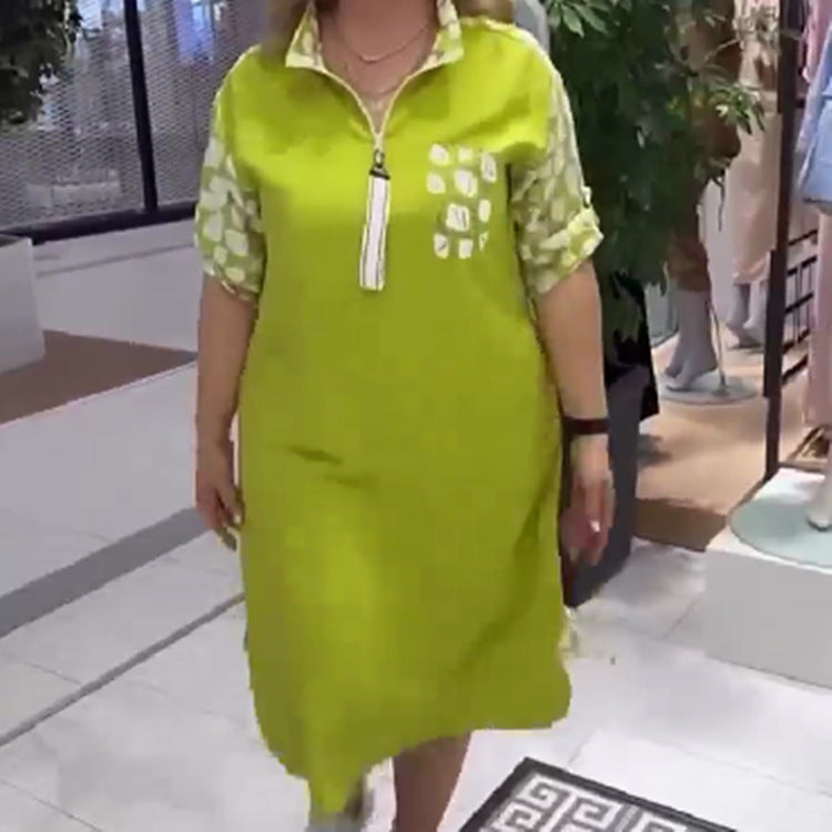 Knee-length patchwork dress for women