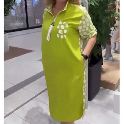 Knee-length patchwork dress for women