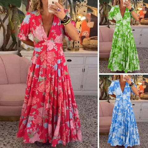 🎁What should I wear tomorrow?⏳Cozy V-neck Long Dress with pocket