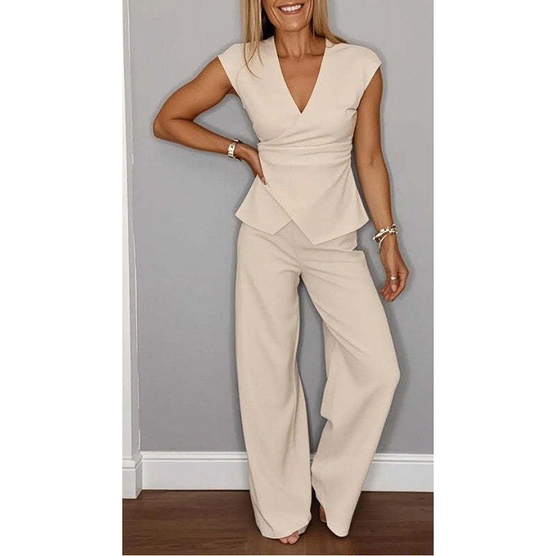 💋Women's Elegant V-Neck Top & Pants Set