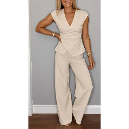 💋Women's Elegant V-Neck Top & Pants Set