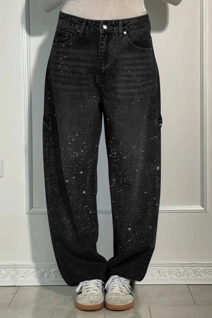 Plus Color Amazon Independent Station 2025 Spring New Foreign Trade Cross-border European and American Simple Loose Straight Jeans