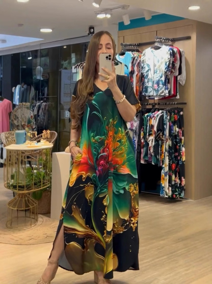 🌴Summer Specials SALE 50% OFF🌴Women's Loose Casual V-Neck Printed Short Sleeve Dresses