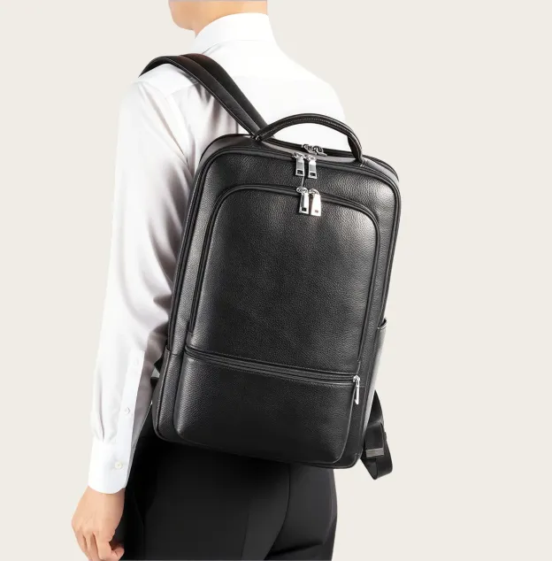 【シンプルヴィンテージ風】牛革バックパック｜通勤・ビジネス旅行に適した大容量仕様｜15.6インチ PC 収納可