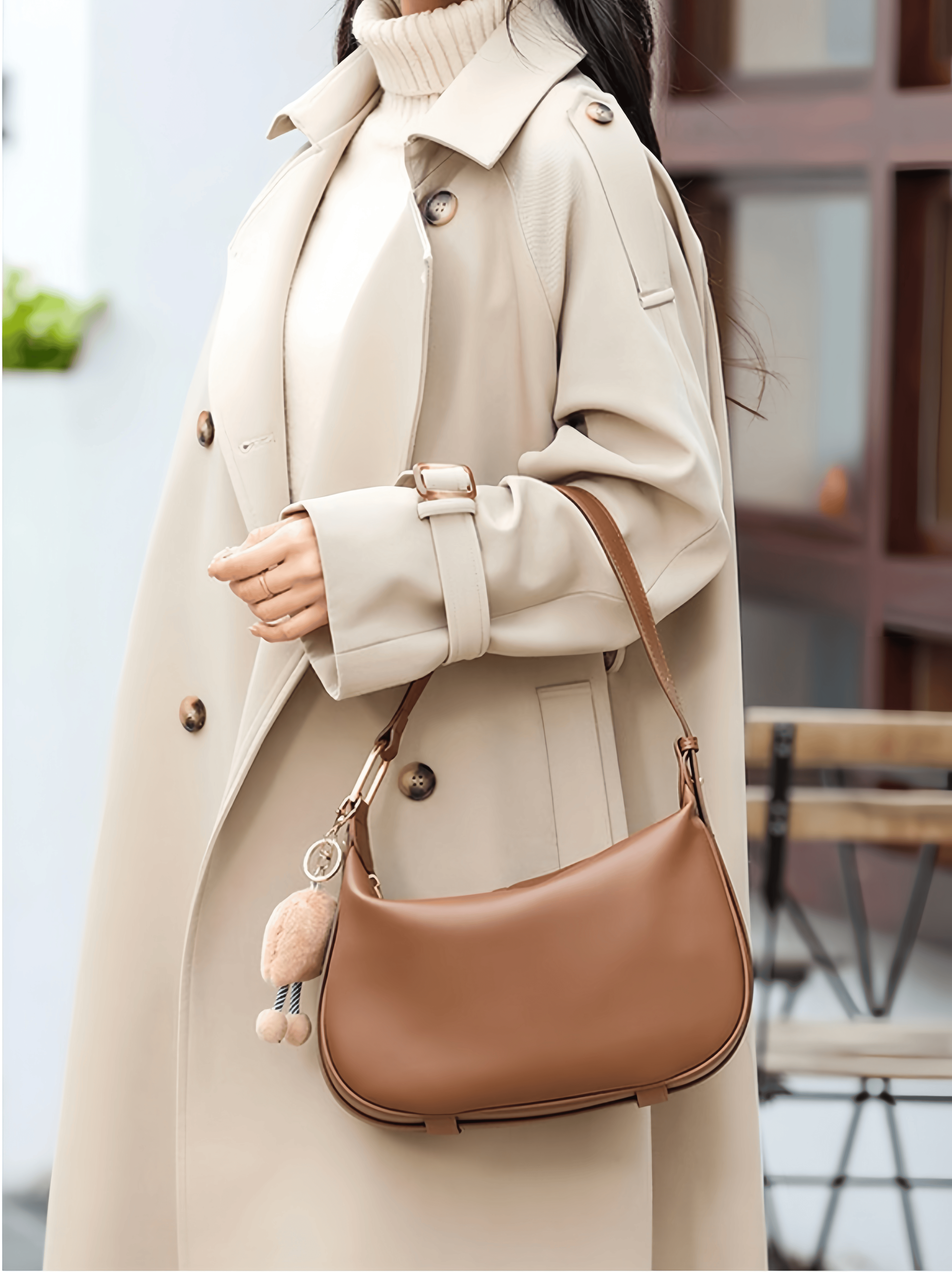 NEW ! •カラメル|黒|ベージュ|3色•天然牛革ショルダーバッグ|2本の肩紐が付属