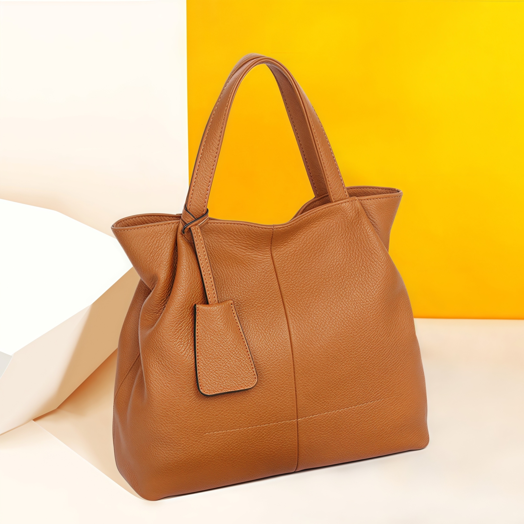 優雅な気質！•カーキ|黒|カラメル|ワインレッド|4色•3WAY•厚手な天然軟めな牛革ハンドバッグ•牛革ショルダーバッグ