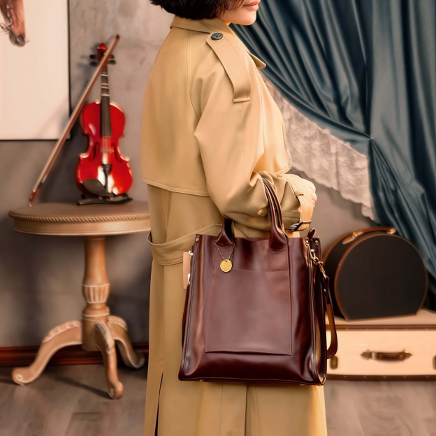 茶|黒|2色|植物タンニン鞣しの天然牛革ショルダーバッグ|牛革肩がけかばんバッグ