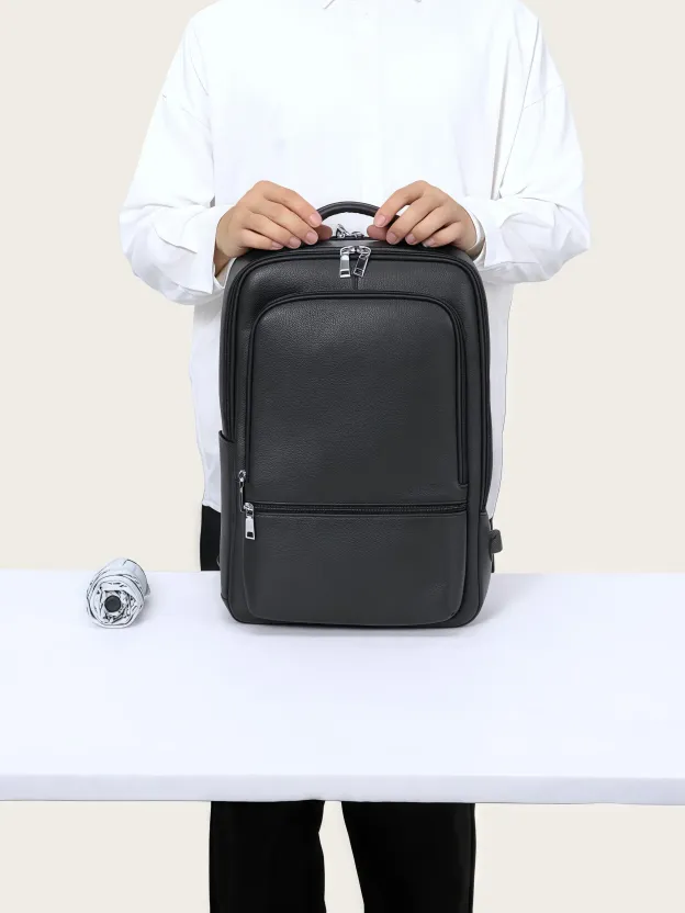 【シンプルヴィンテージ風】牛革バックパック｜通勤・ビジネス旅行に適した大容量仕様｜15.6 インチ PC 収納可