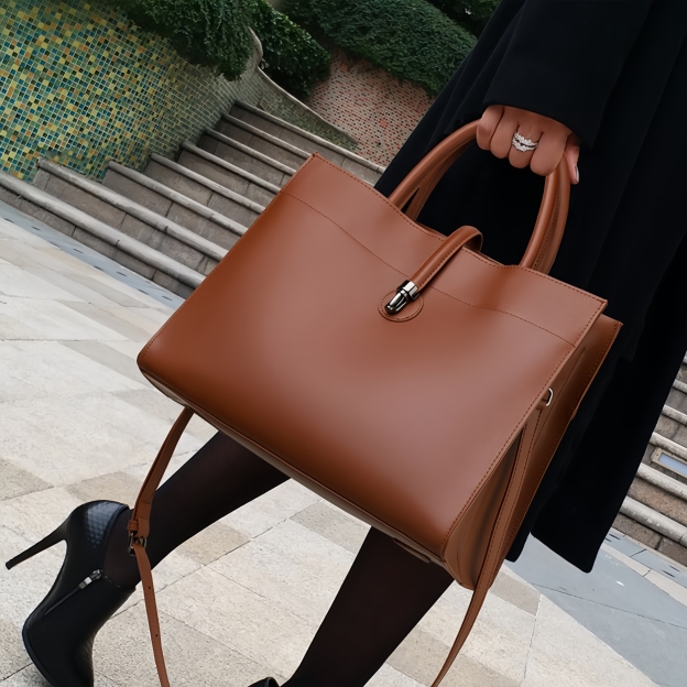洗練されたデザイン！•カラメル|カーキ|黒|コーヒー|4色•3WAY•高品質な天然牛革ハンドバッグ•牛革トートバッグ•