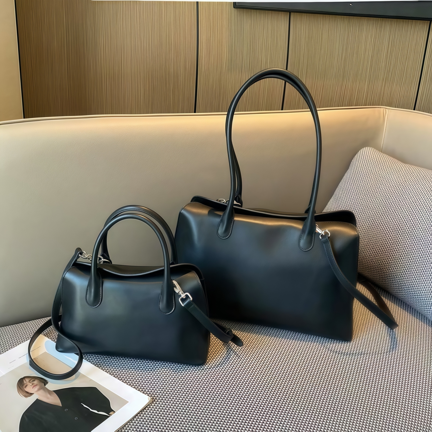 天然牛革ハンドバッグ