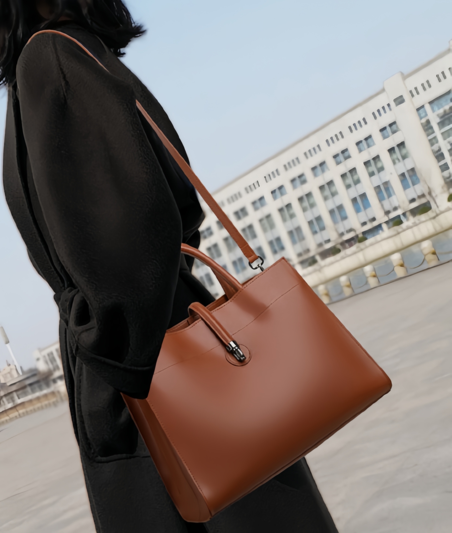 カラメル|カーキ|黒|コーヒー|4色•3WAY•高品質な天然牛革ハンドバッグ•牛革トートバッグ