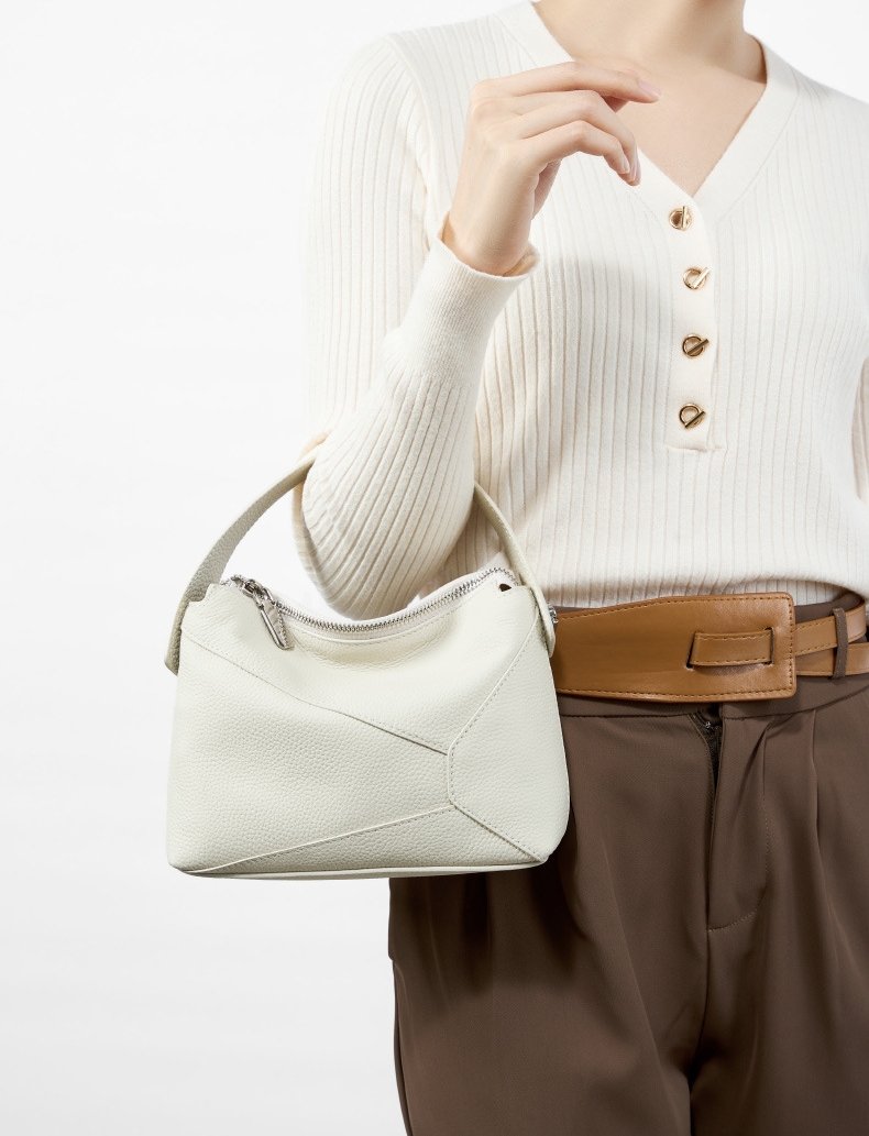 カーキ|黒|ベージュ|3WAY|レザーハンドバッグ|牛革ショルダーバッグ