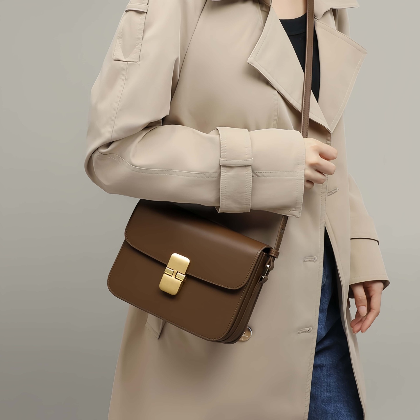 NEW ! •茶色•天然牛革ショルダーバッグ• 牛革肩掛けバッグ