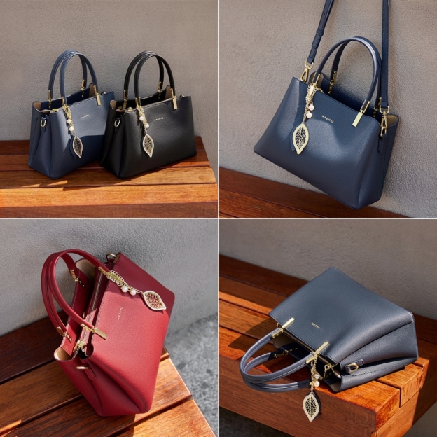 季節の新作！•贅沢感•青|黒|ワインレッド|3色•天然牛革ハンドバッグ•牛革ショルダーバッグ