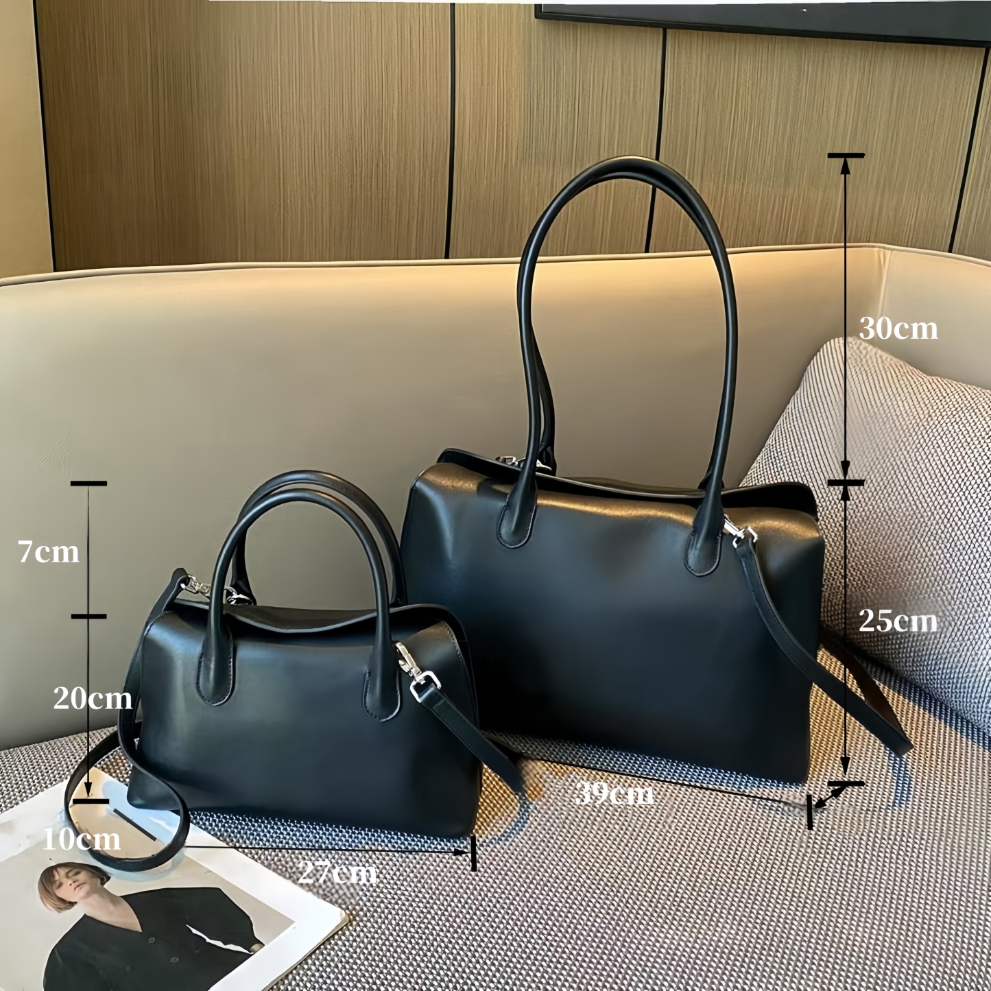 天然牛革ハンドバッグ