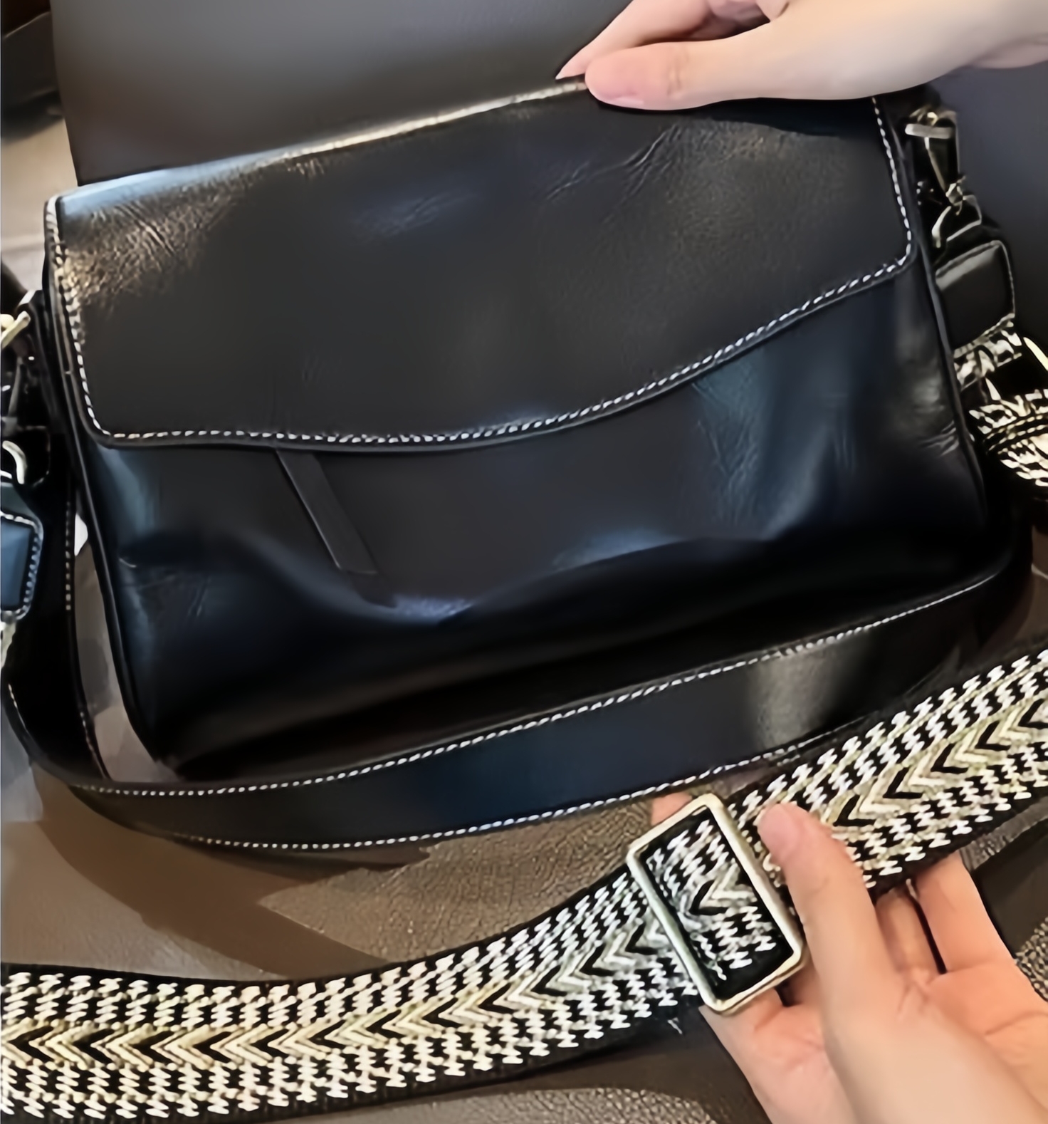 5色|上質な植物鞣な牛革斜ショルダーバッグ|2本の肩ベルトを付属