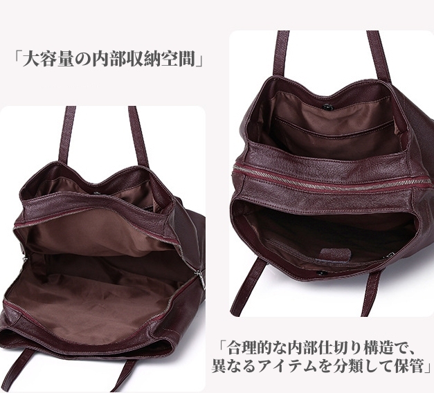 NEW ! •優雅な気質•茶|黒|グレー•高品質な厚手な天然軟めな牛革ハンドバッグ•牛革トートバッグ