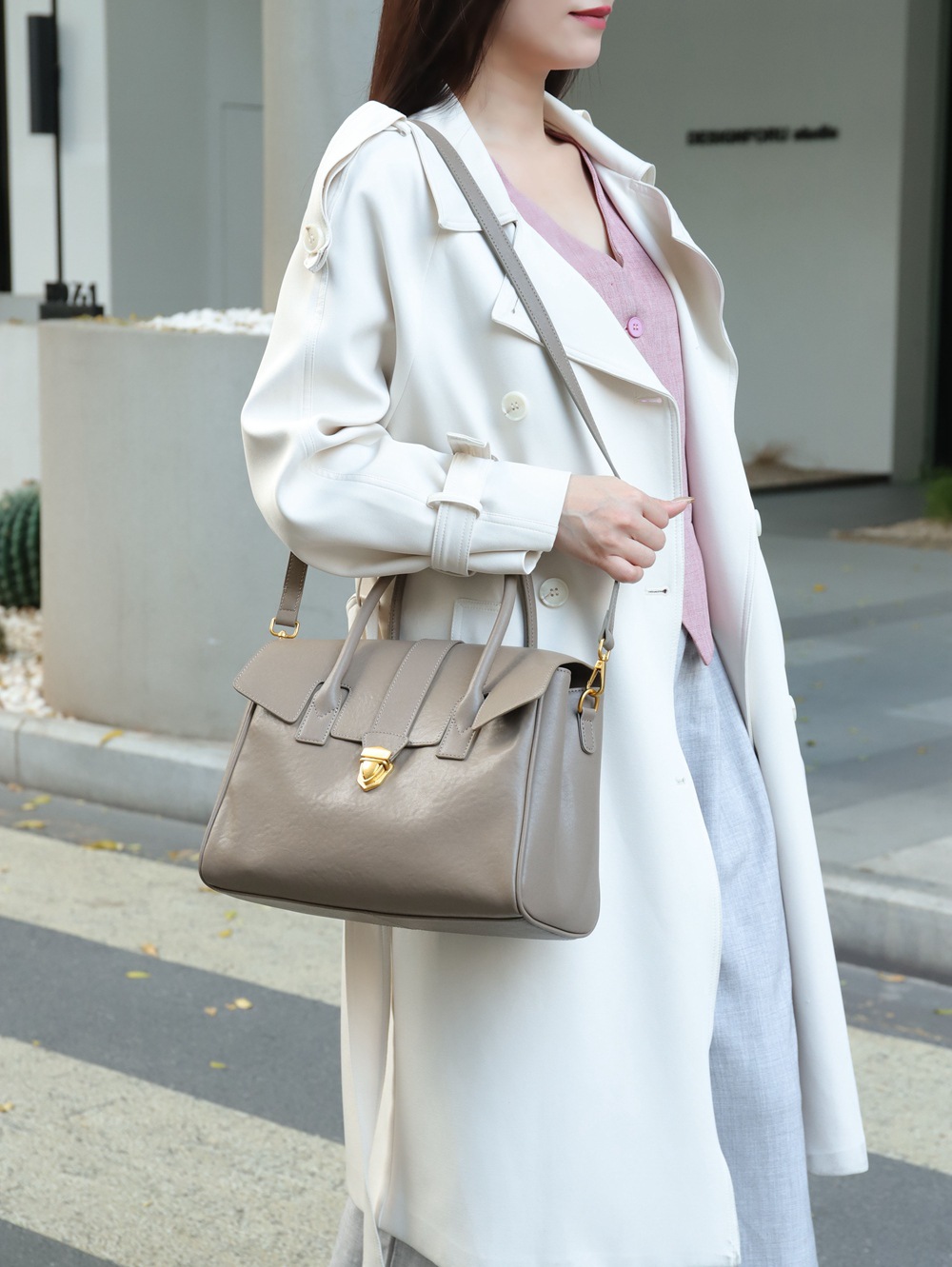 新作！•高級感•3WAY•6色•太めの植物鞣な天然軟牛革ハンドバッグ•牛革斜ショルダーバッグ