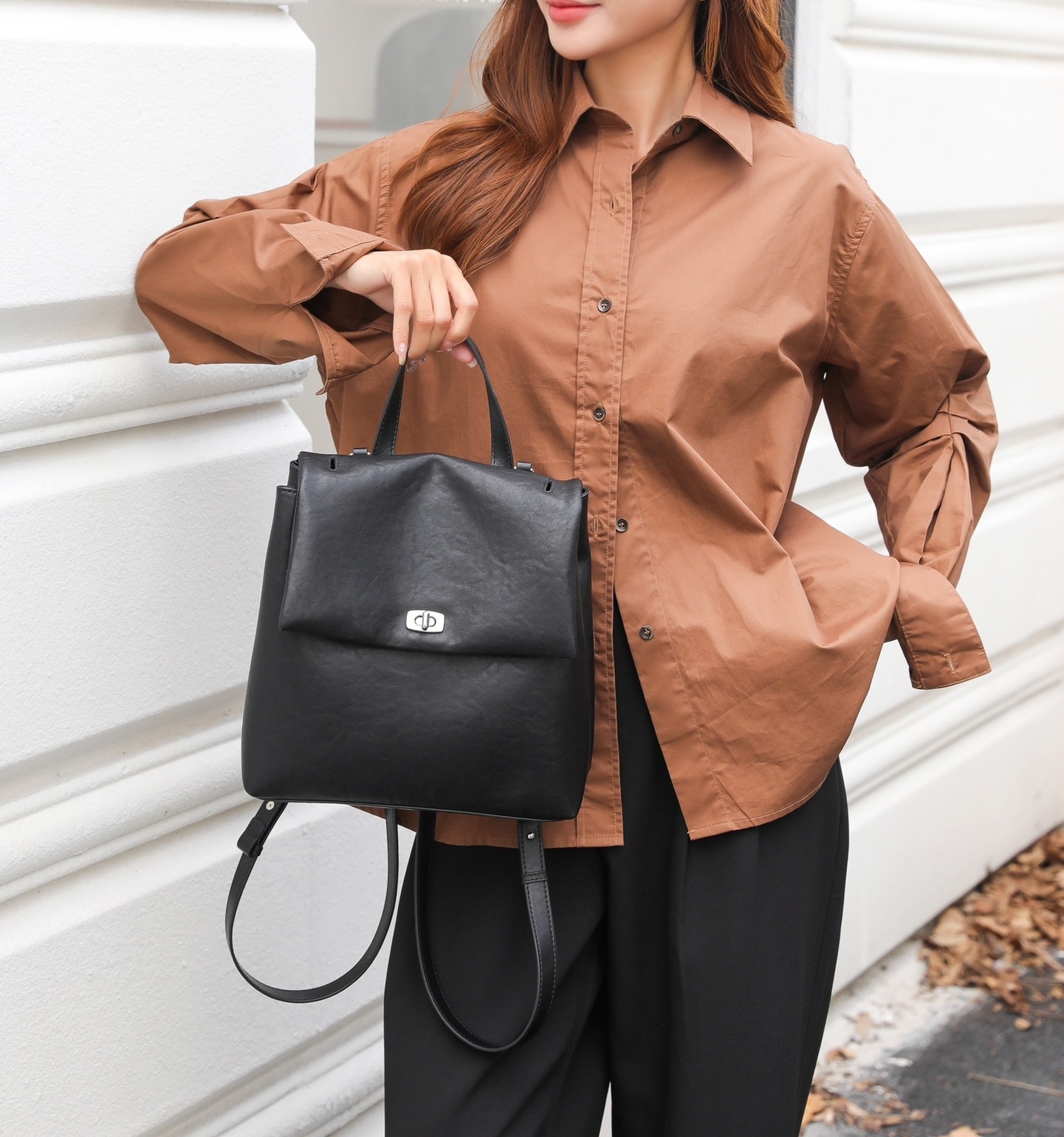 3in1多機能！•3色•3つの使用モードを切り替え自在！•天然な牛革リユックバック•牛革ショルダーバッグ•ハンドバッグ