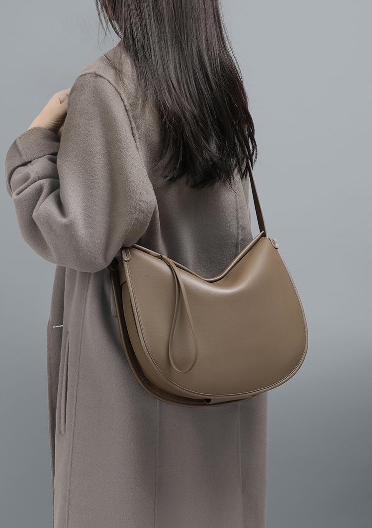 モダンなファッション感 ！|コーヒー|天然牛革ショルダーバッグ|牛革肩掛けバッグ