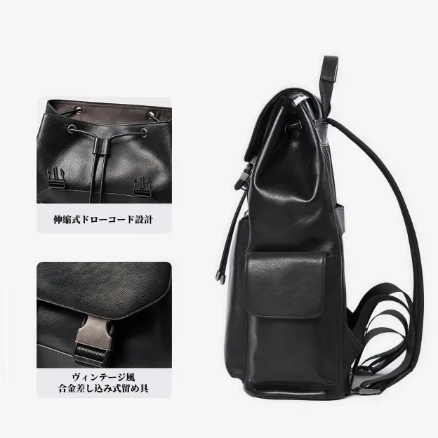 【ヴィンテージ風】植物鞣し牛革バックパック｜22L 大容量｜ビジネスレジャー兼用｜通勤・旅行に最適