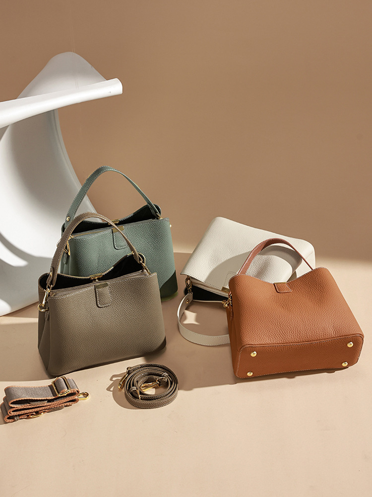 多彩な優雅 ! •6色•3WAY•厚手な天然軟めな牛革ハンドバッグ•牛革ショルダーバッグ•2本の肩ベルト付属