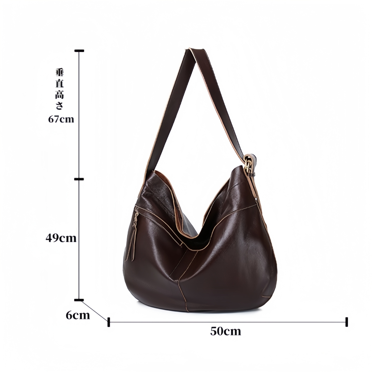 厚手で心地よい手触り•茶|黒|カラメル•天然牛革ショルダーバッグ•牛革肩がけかばんバッグ