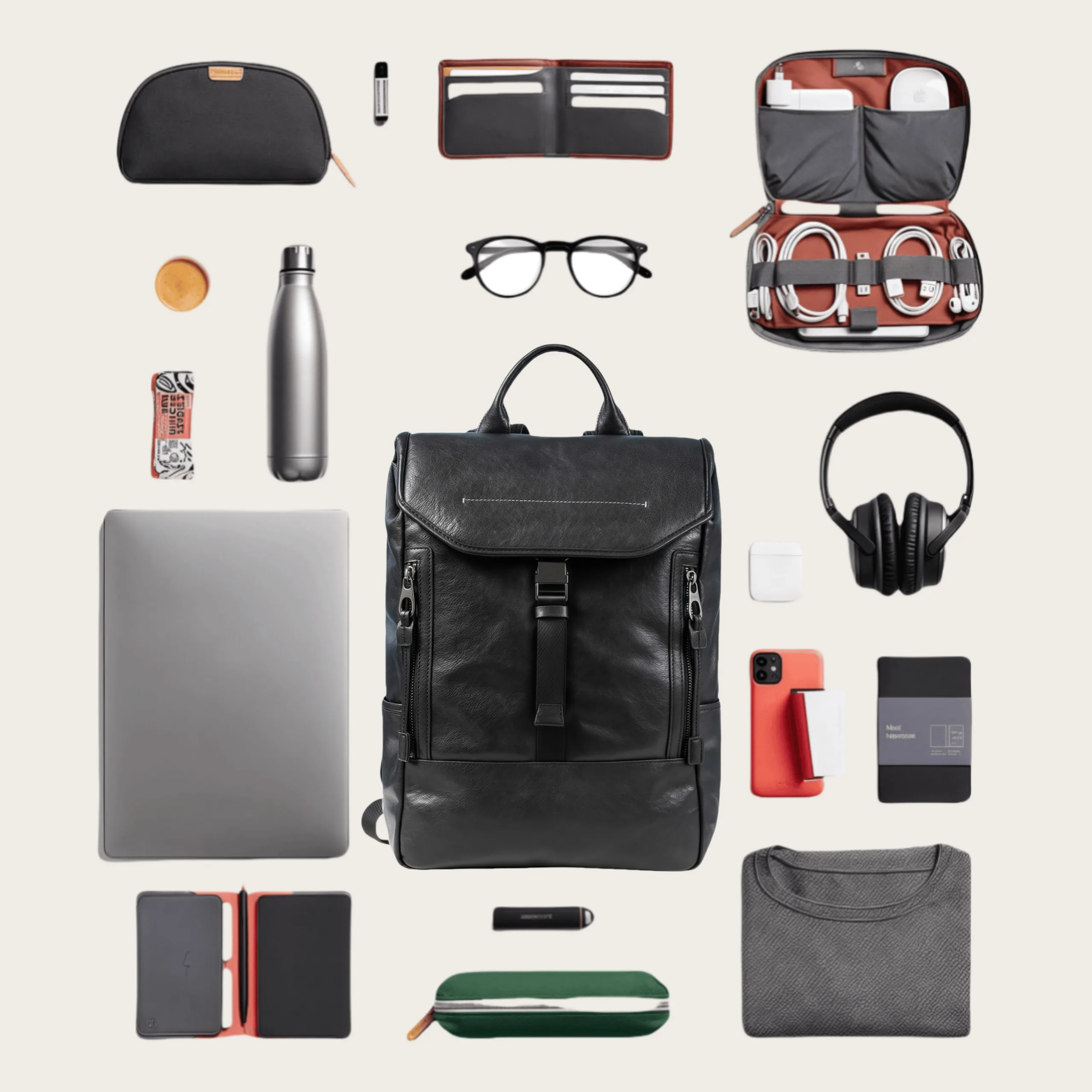 【植鞣牛革】バックパック |15.6 インチ PC 収納可｜大容量設計・通勤・旅行対応|