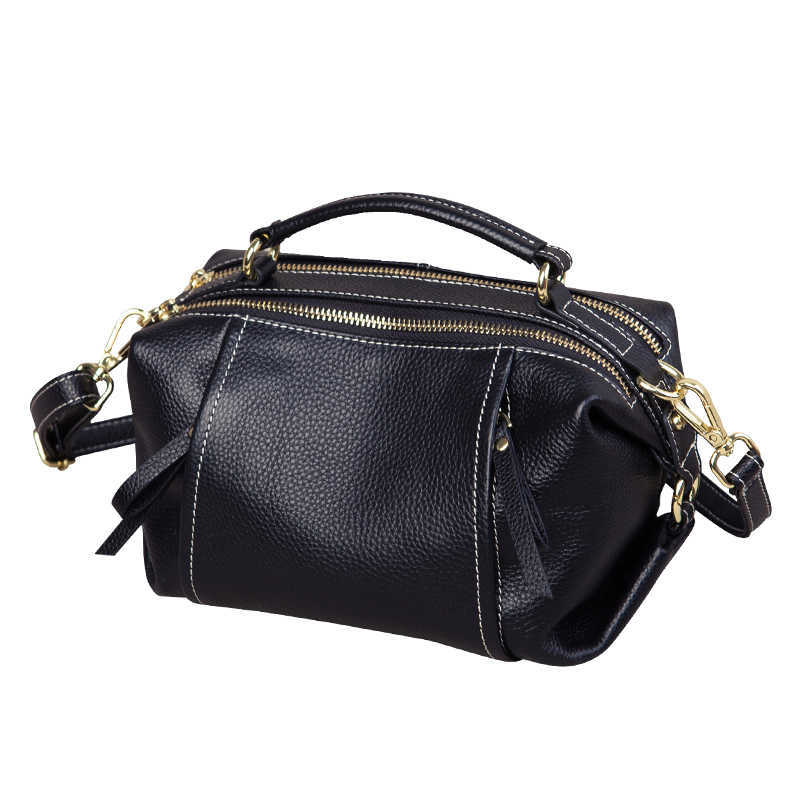 上質の魅力！•黒|カラメル|2色•高品質な厚手な天然軟めな牛革ハンドバッグ•牛革斜ショルダーバッグ