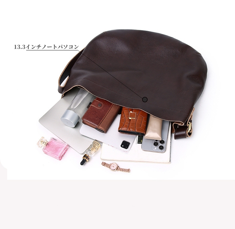 厚手で心地よい手触り•茶|黒|カラメル•天然牛革ショルダーバッグ•牛革肩がけかばんバッグ