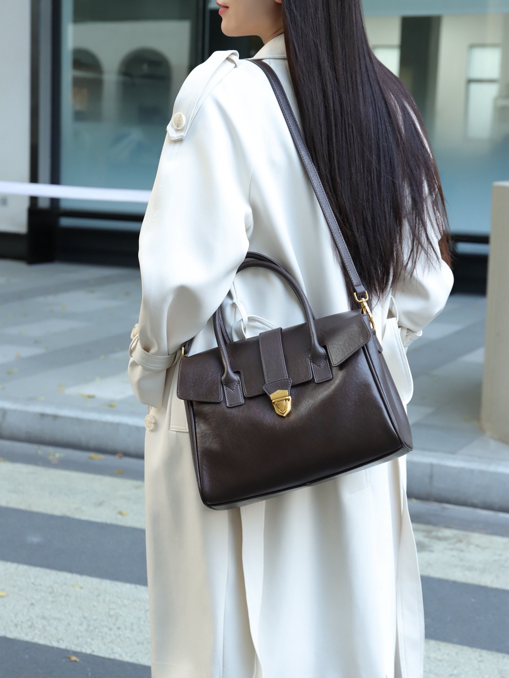 新作！•高級感•3WAY•6色•太めの植物鞣な天然軟牛革ハンドバッグ•牛革斜ショルダーバッグ