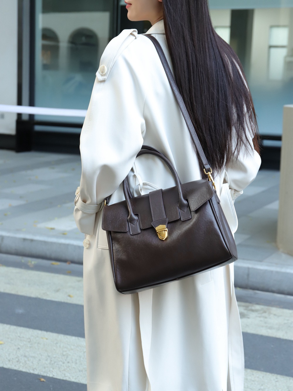 新作！•高級感•3WAY•6色•太めの植物鞣な天然軟牛革ハンドバッグ•牛革斜ショルダーバッグ