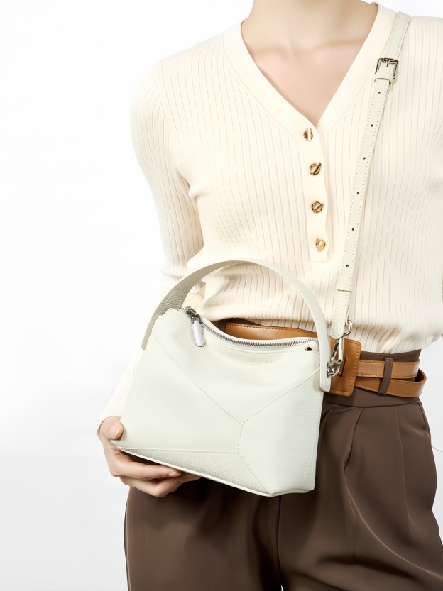 カーキ|黒|ベージュ|3WAY|レザーハンドバッグ|牛革ショルダーバッグ