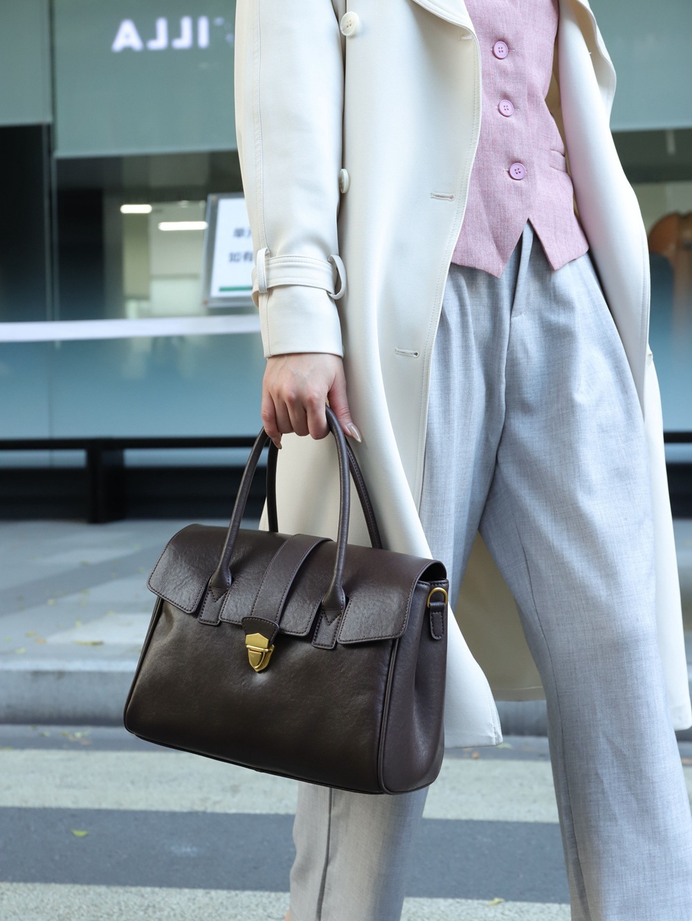 新作！•高級感•3WAY•6色•太めの植物鞣な天然軟牛革ハンドバッグ•牛革斜ショルダーバッグ