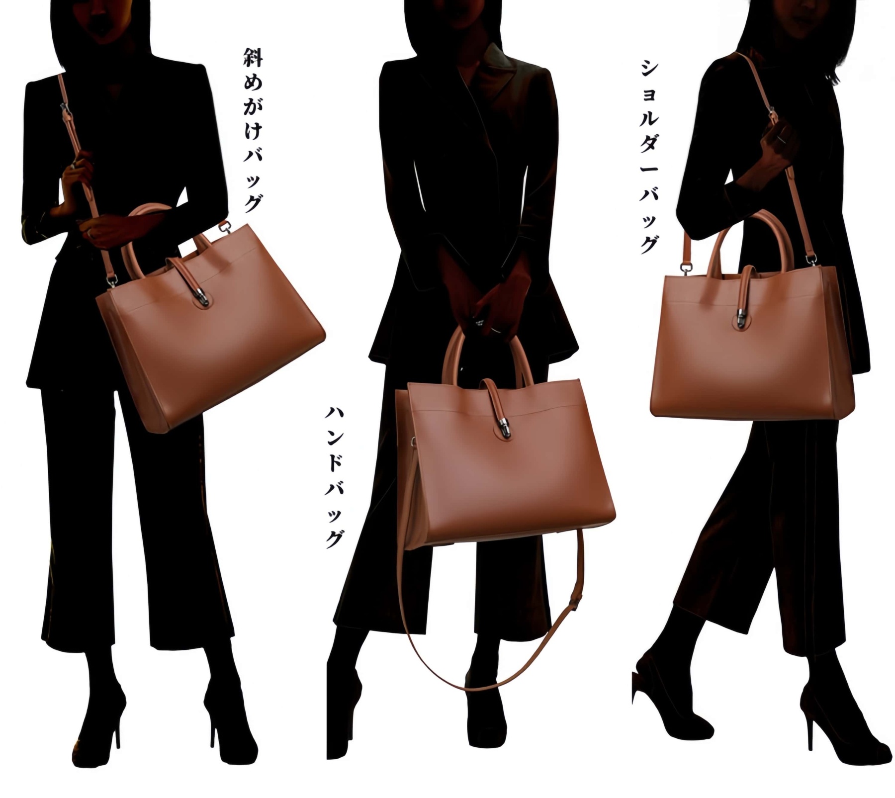 洗練されたデザイン！•カラメル|カーキ|黒|コーヒー|4色•3WAY•高品質な天然牛革ハンドバッグ•牛革トートバッグ•