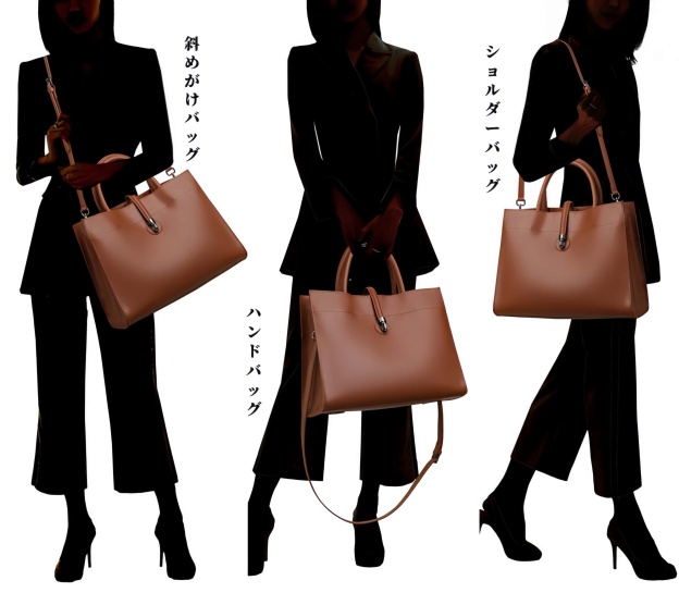 洗練されたデザイン！•カラメル|カーキ|黒|コーヒー|4色•3WAY•高品質な天然牛革ハンドバッグ•牛革トートバッグ•