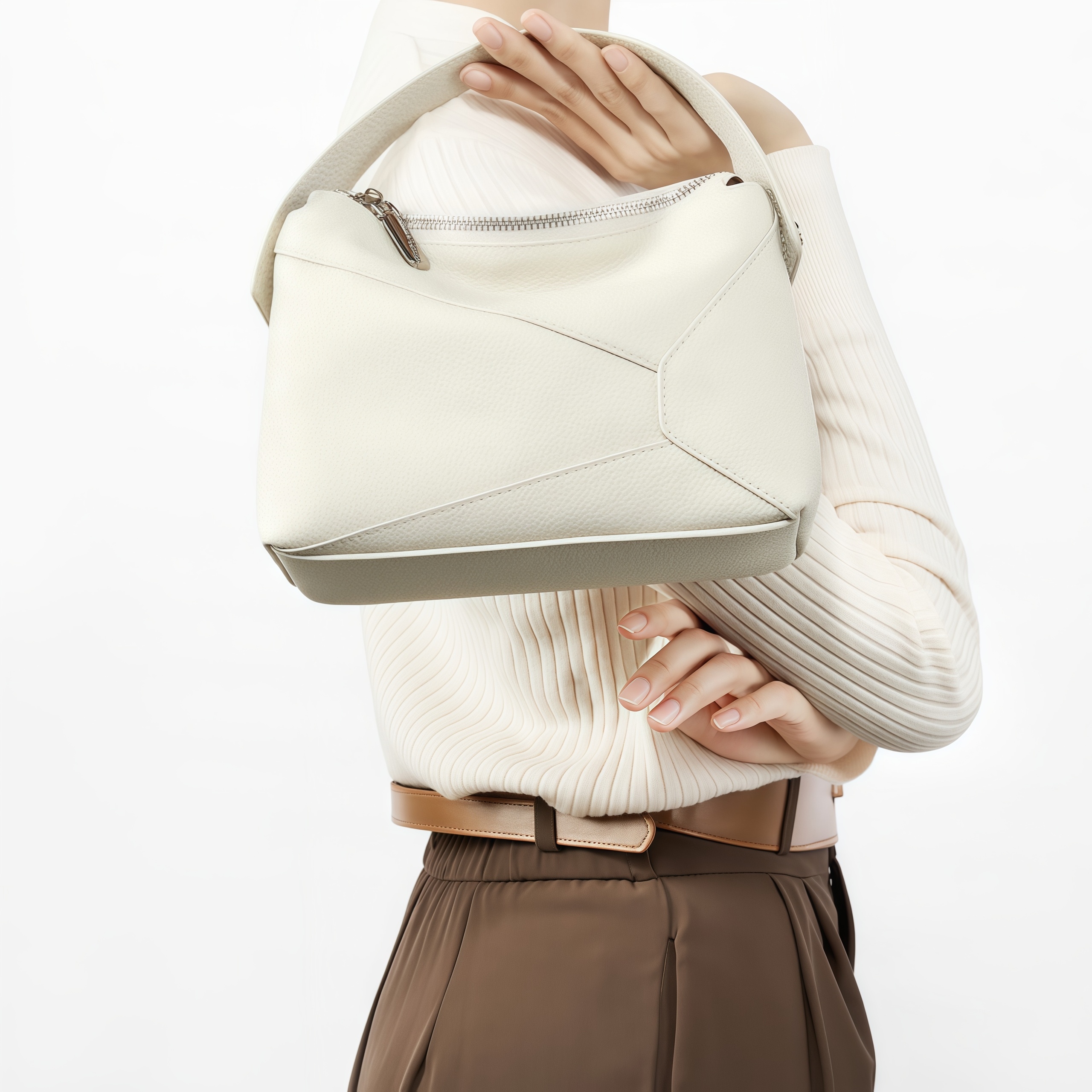 カーキ|黒|ベージュ|3WAY|レザーハンドバッグ|牛革ショルダーバッグ