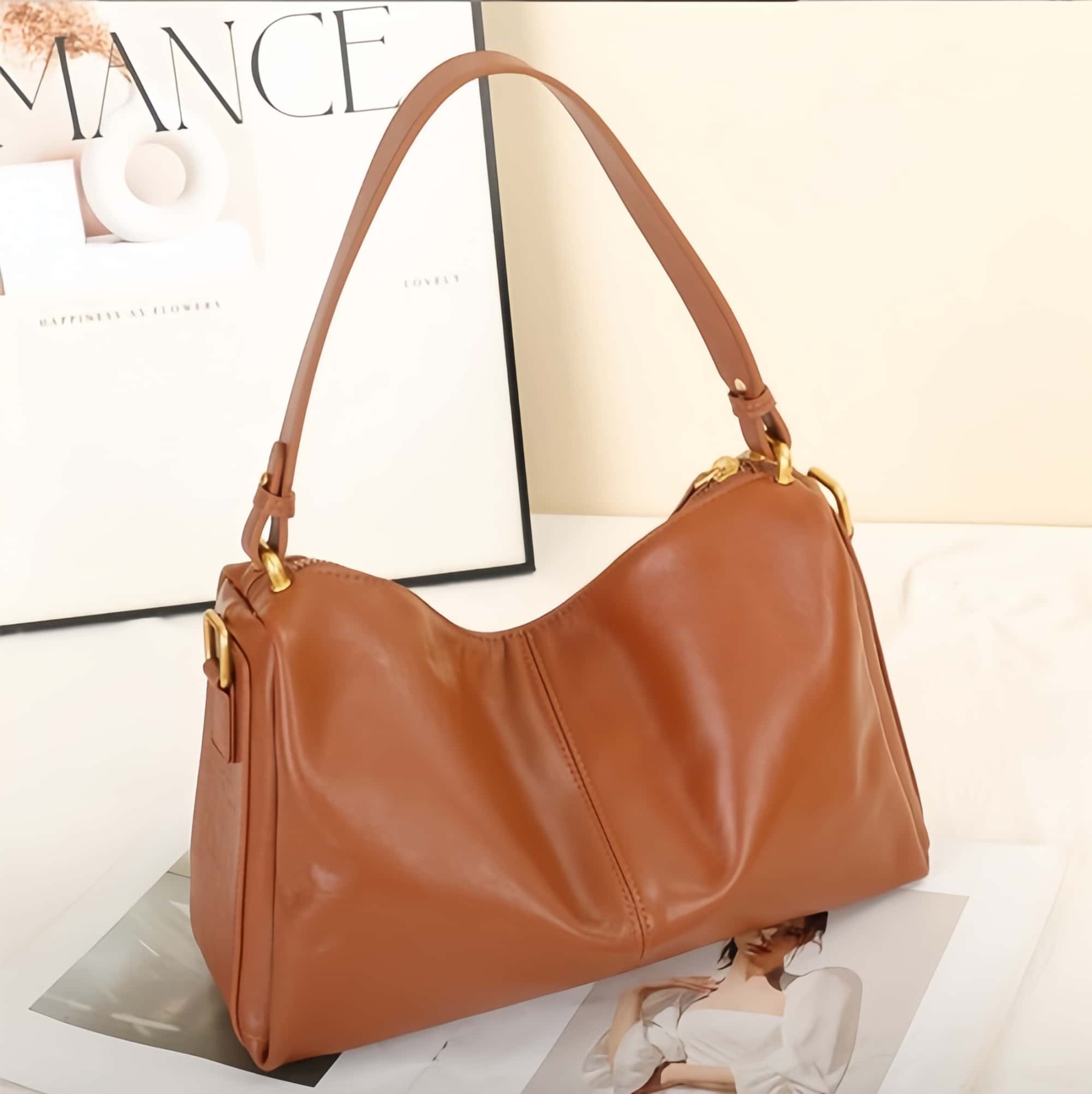 気品！▪3WAY▪高品質な植物鞣し天然牛革ハンドバッグ▪牛革ショルダーバッグ