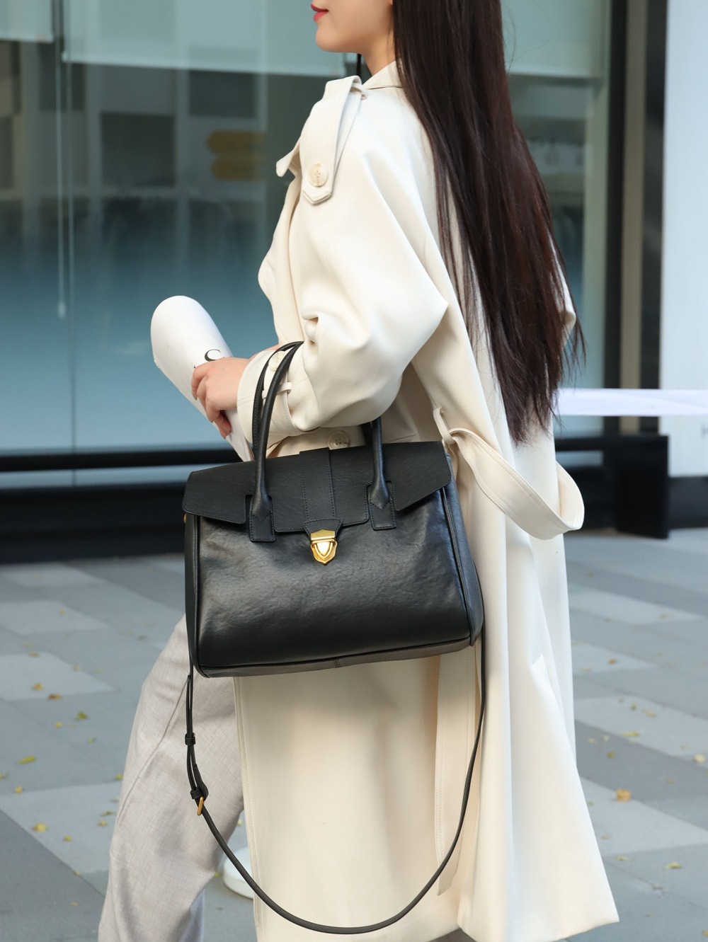 新作！•高級感•3WAY•6色•太めの植物鞣な天然軟牛革ハンドバッグ•牛革斜ショルダーバッグ