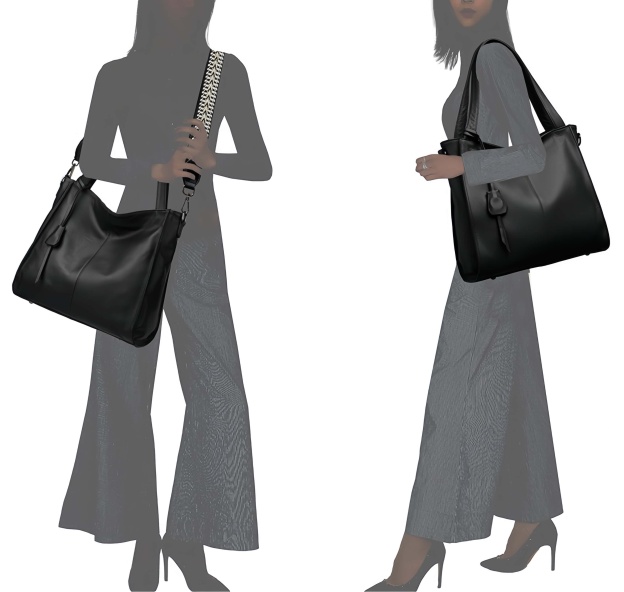 NEW ! •黒|濃い暗マゼンタ|グレー|3色•厚手な軟めな牛革ハンドバッグ•牛革トートバッグ•大容量•通勤や旅行に最適