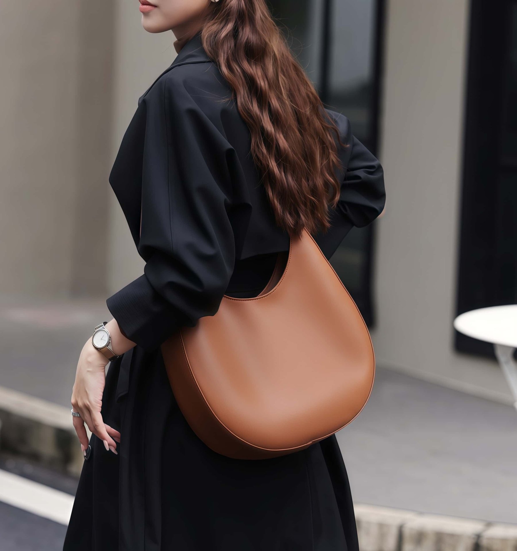 おしゃれで素敵！•カラメル|黒|茶|3色•天然牛革ショルダーバッグ•牛革トートバッグ