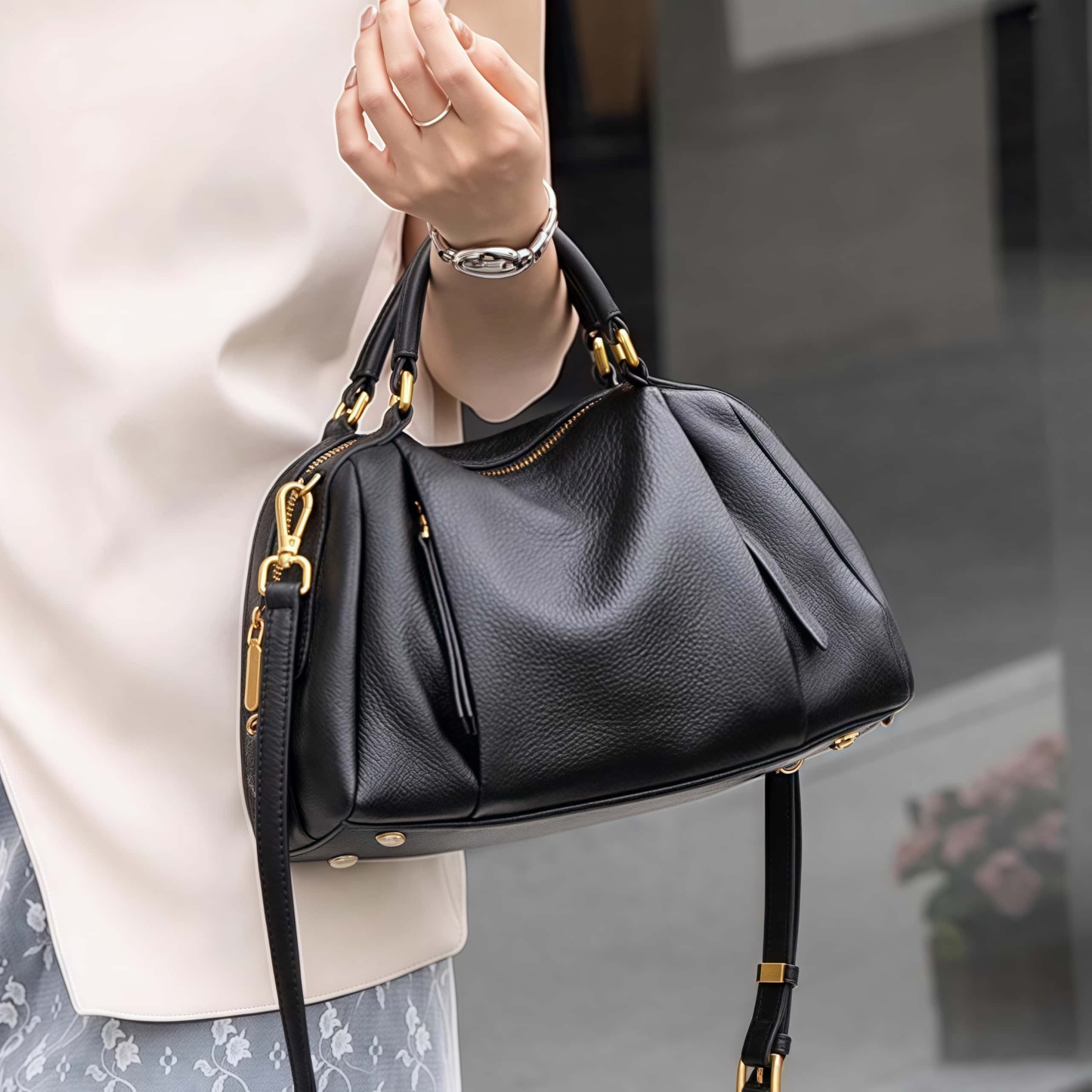 スタイリッシュ！•2色•3WAY•天然厚み柔らかい牛革ハンドバッグ・牛革肩掛けバッグ