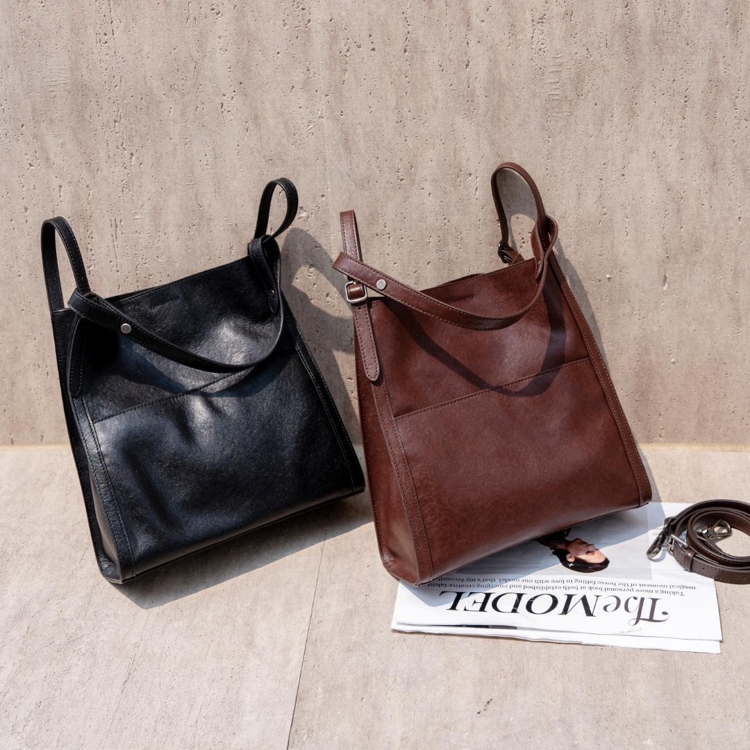 革の質感が素敵！※茶|黒※2色※3WAY※天然牛革ハンドバッグ※ 牛革斜ショルダーバッグ