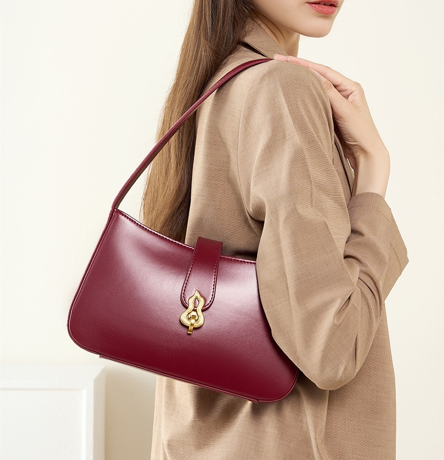 3色▪茶|黒|クラレット▪天然牛革ハンドバッグ▪牛革肩掛けバッグ