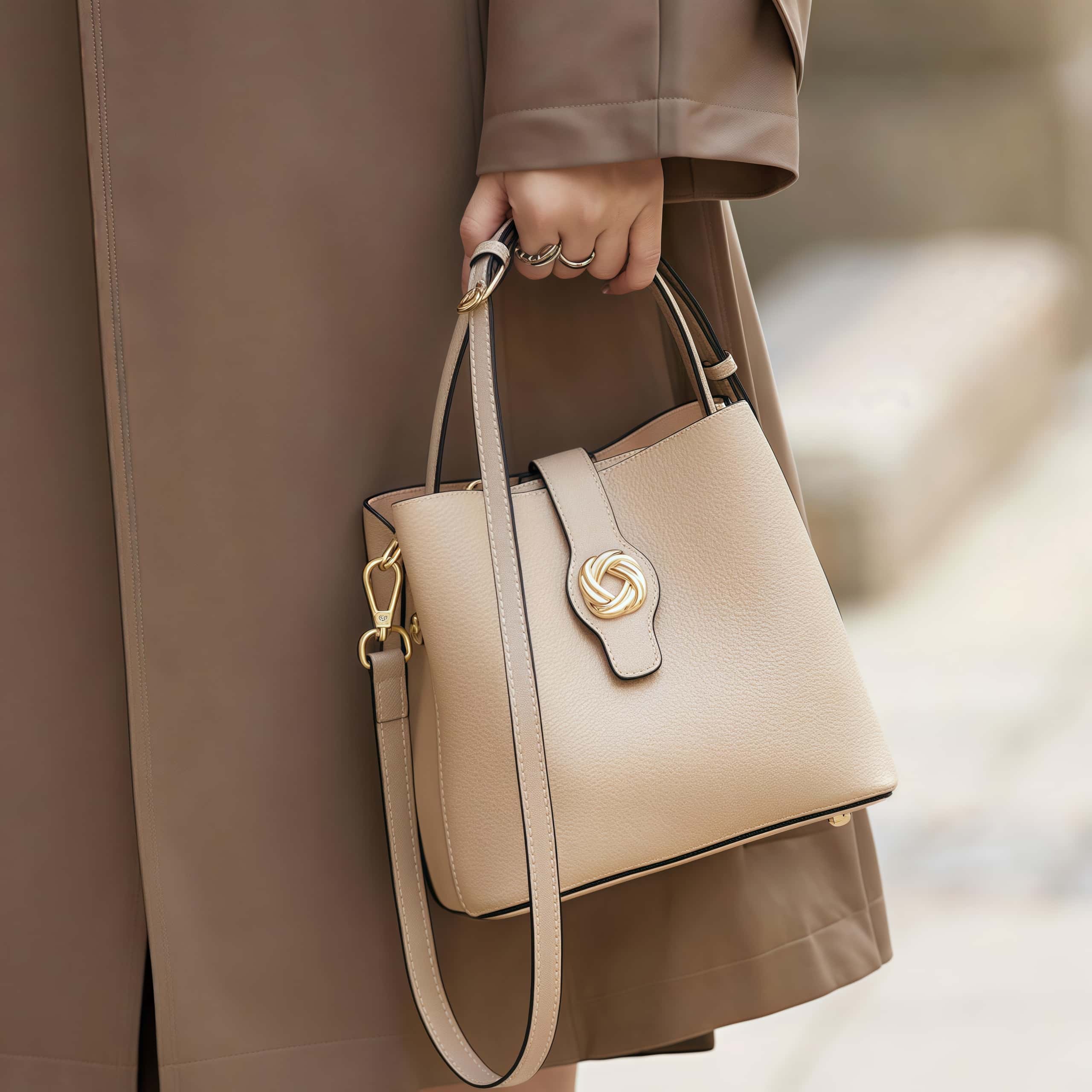 高級感 ！•黒|カーキ|ベージュ|•3色•天然牛革ハンドバッグ•牛革ショルダーバッグ