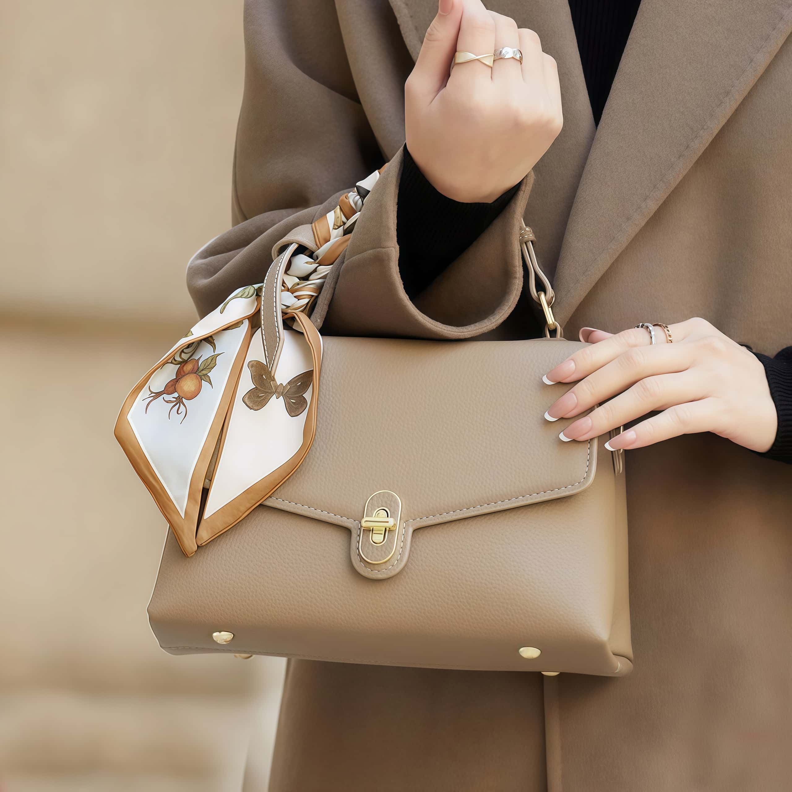 優雅な雰囲気！•5色•天然牛革ハンドバッグ•牛革ショルダーバッグ