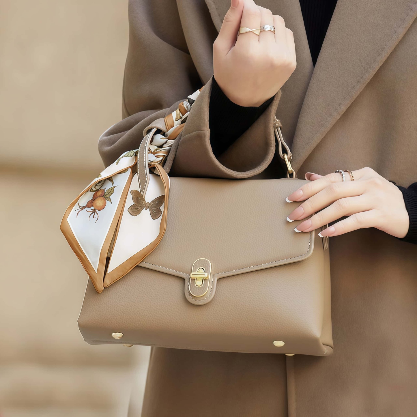 優雅な雰囲気！•5色•天然牛革ハンドバッグ•牛革ショルダーバッグ